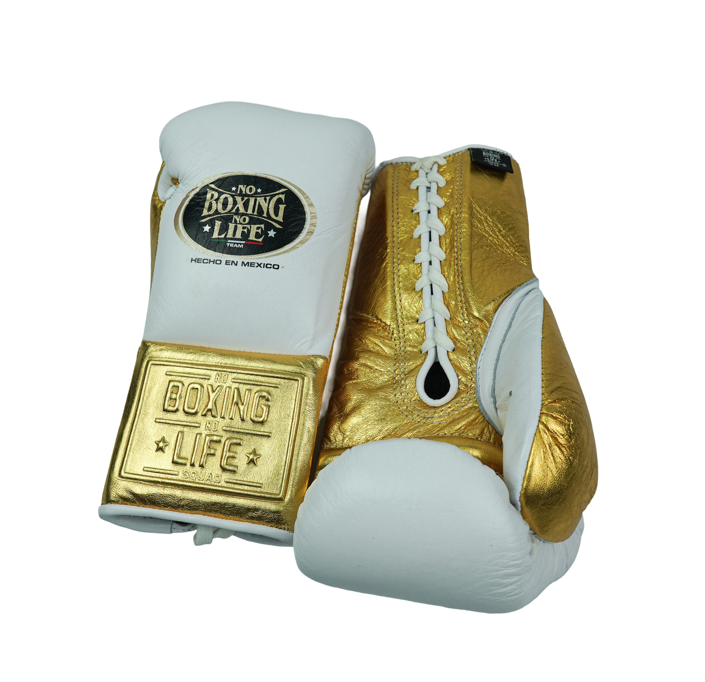 No Life Fight Gloves - White/ Gold