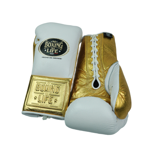 No Life Fight Gloves - White/ Gold