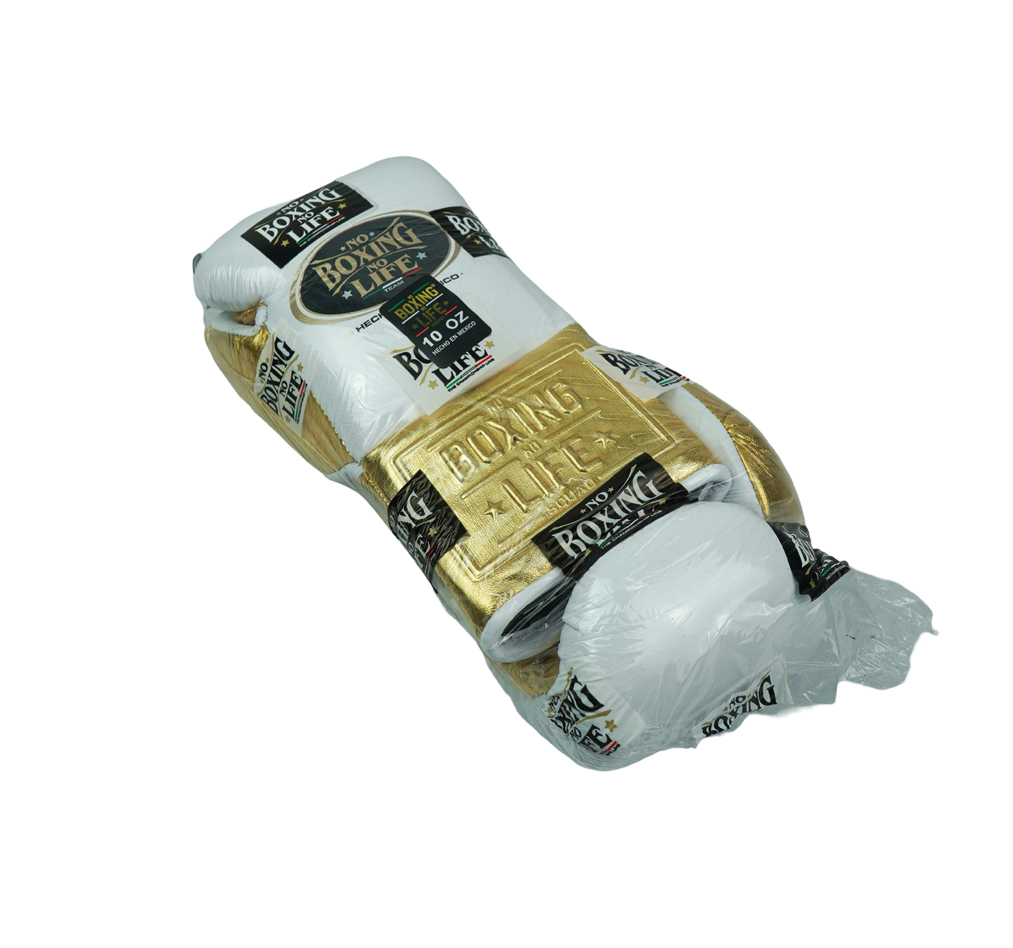 No Life Fight Gloves - White/ Gold