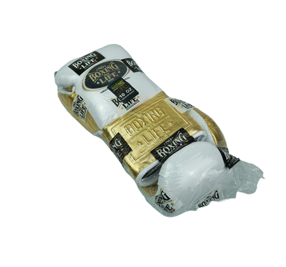 No Life Fight Gloves - White/ Gold