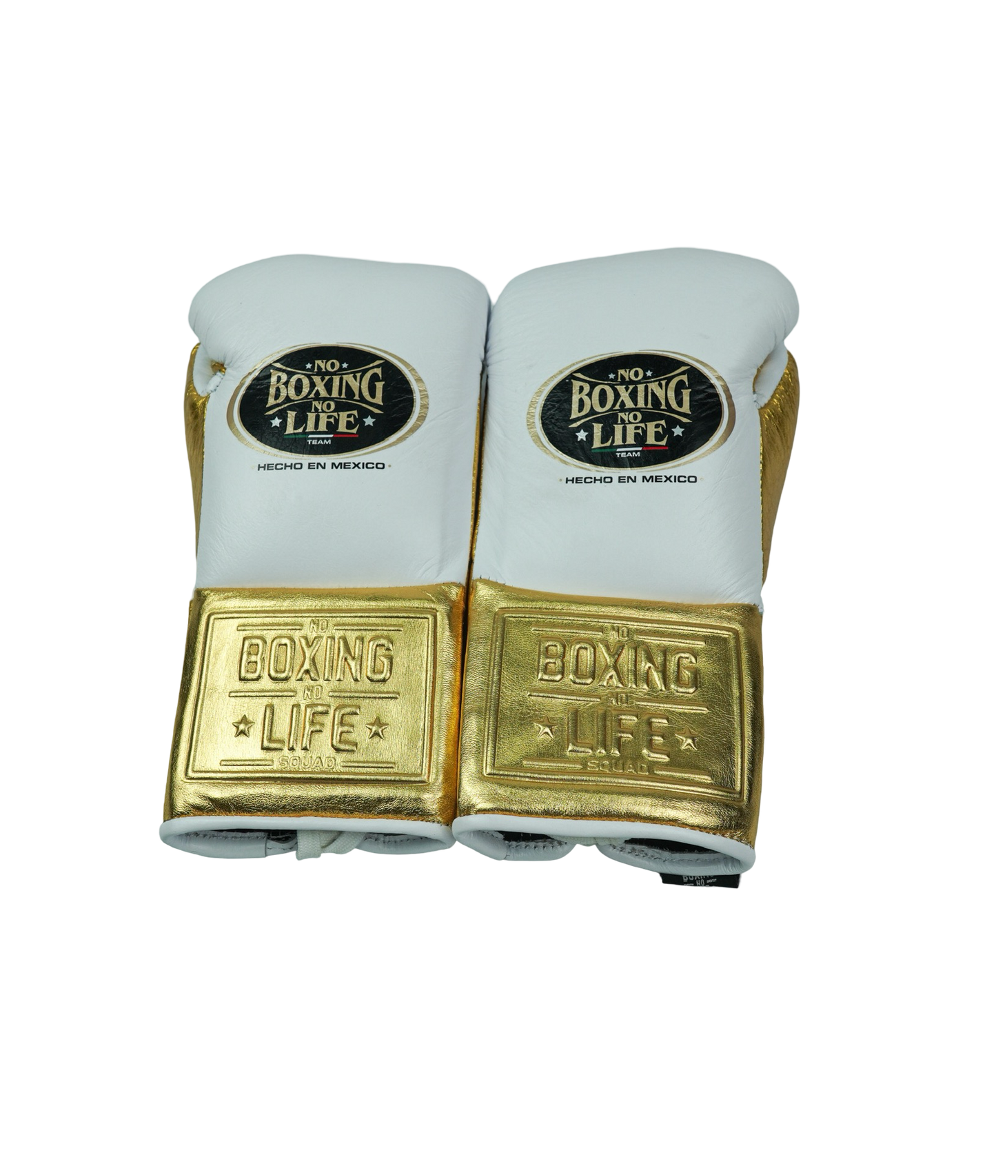 No Life Fight Gloves - White/ Gold