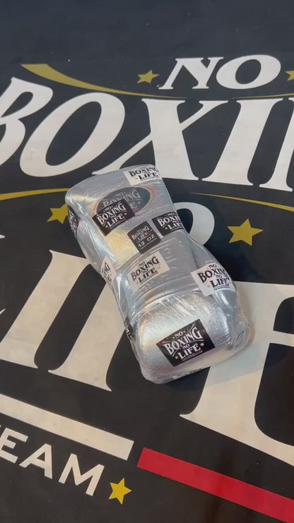 No Life Fight Gloves - Metallic Silver